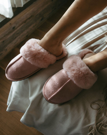 Unisex Suedette Pink Cuffed Dome Slippers